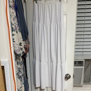 Women’s White Tiered Maxi Skirt